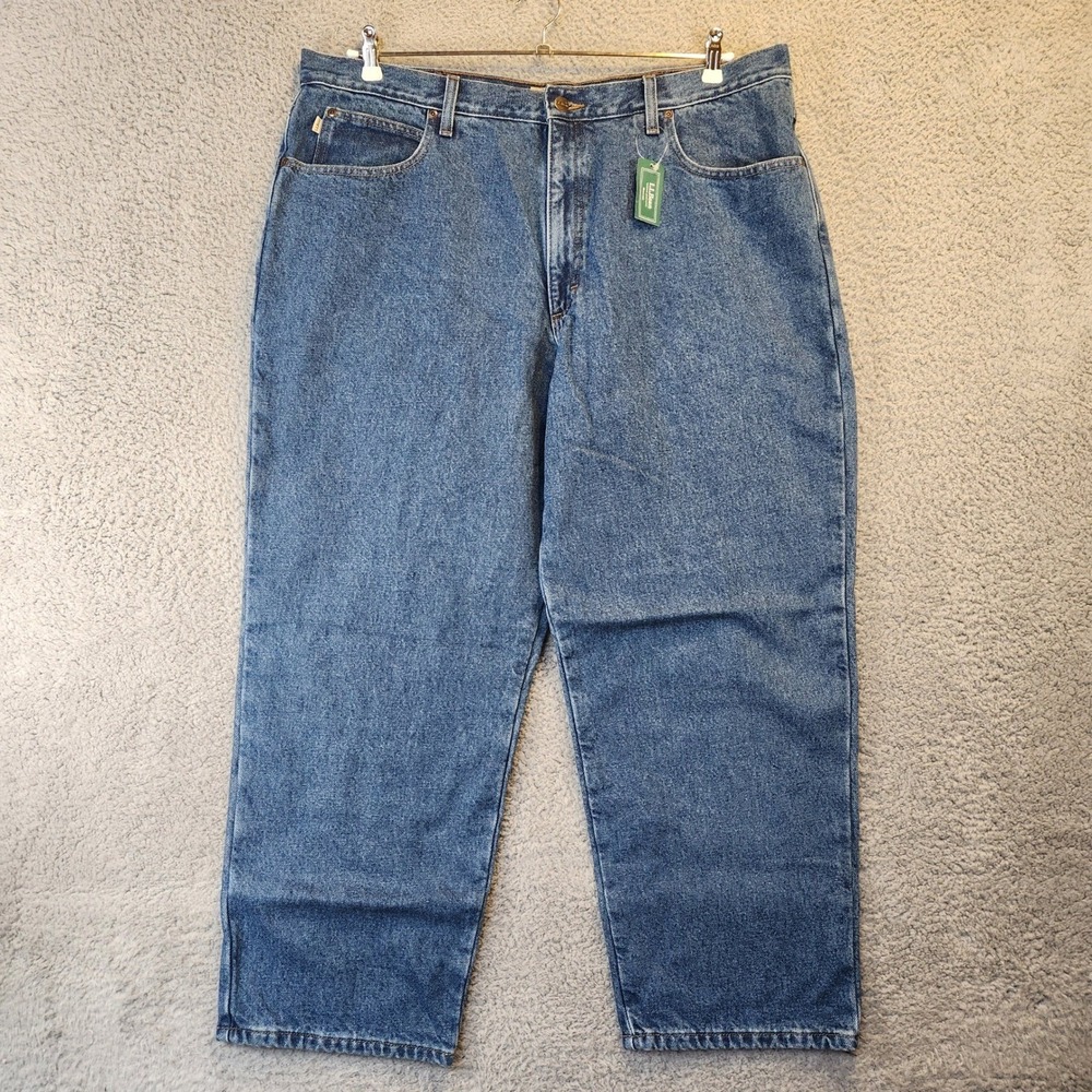 LL Bean Relaxed Fit Flannel Lined Jeans Mens Size 40x28 Stonewashed Denim NWT